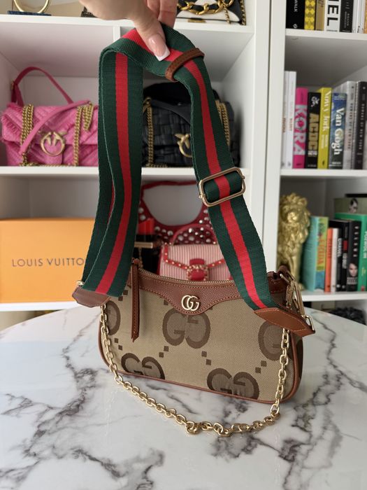 Torebka Gucci monogram brazowa mała z łańcuszkiem