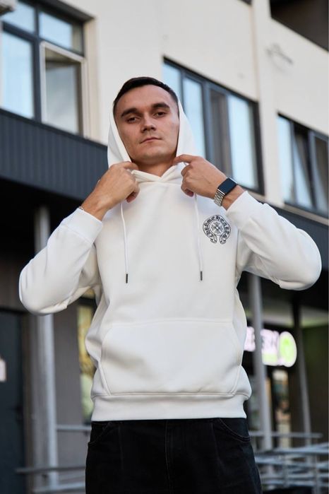 Чоловіче біле худі на флісі ChromeHarts