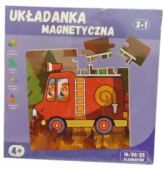Układanka magnetyczna puzzle 3 w 1 16/20/25 elementy POJAZDY