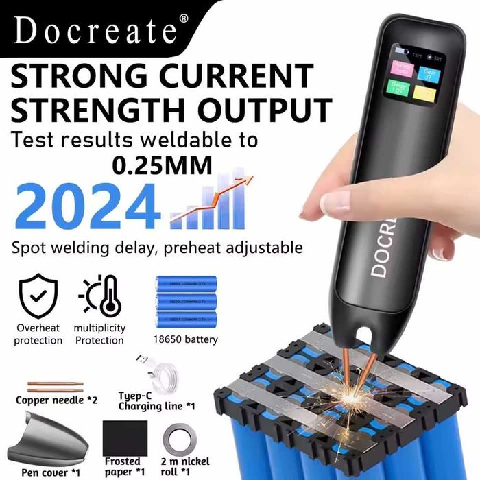 Docreate-757 Точечная контактная сварка с дисплеем со встроенным аккумулятором
