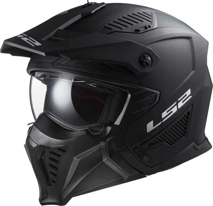 KASK motocyklowy LS2 OF606 CZARNY odpinana szczęka 2x SZYBA  S-XXL
