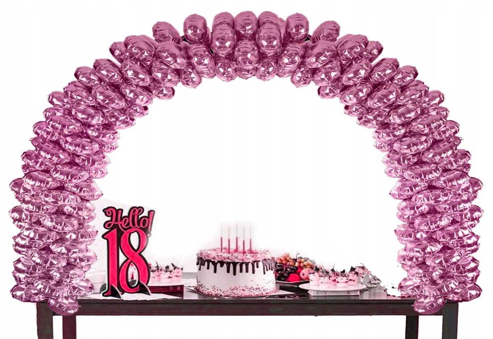 Łuk balonowy stelaż girlanda balonowa + 42 różowe balony foliowe 40x40