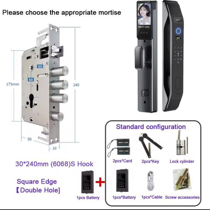 Замок з ручкою WiFi з розпізнавання обличчя пальця коду  карти ключа