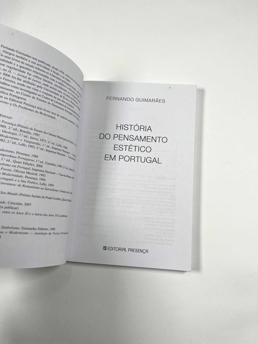 História do Pensamento Estético em Portugal Fernando Guimarães
