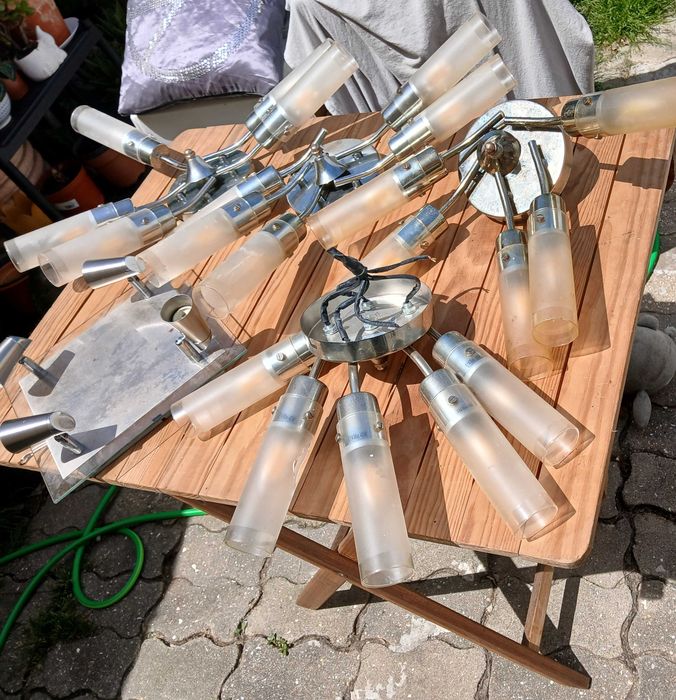 Lot of ceiling lights and spotlight panel