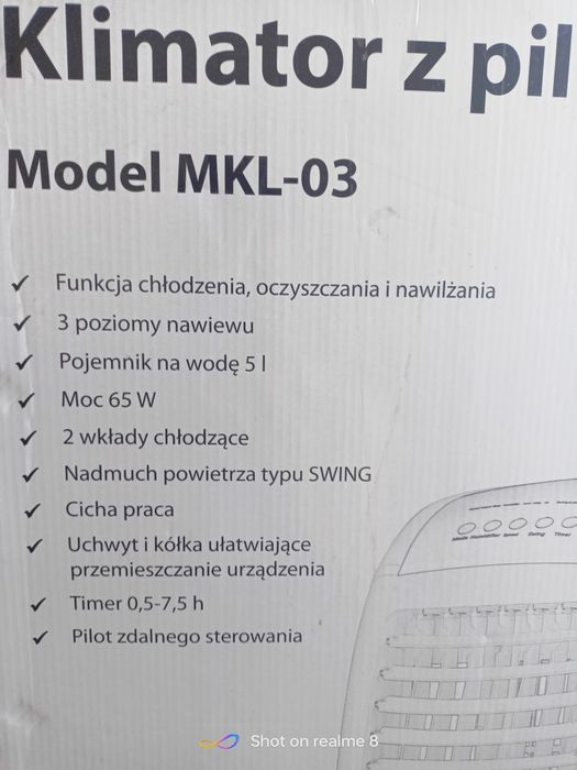 Klimator z pilotem/ nawilżacz powietrza