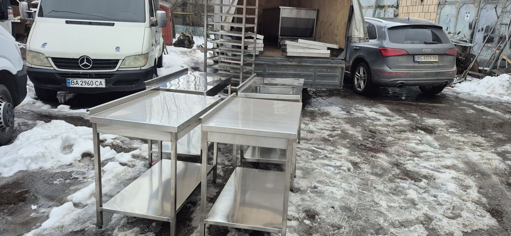 Столи, підставки, тумби, мийки, полиці, стелажі, зонти, нержавійки