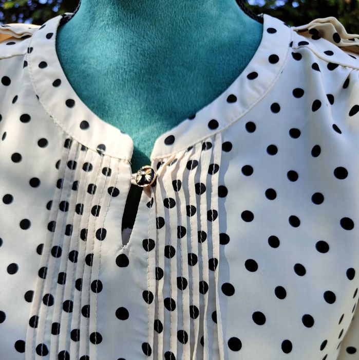 Koszula beżowa w kropki L 40 groszki czarne beż elegancka bluzka