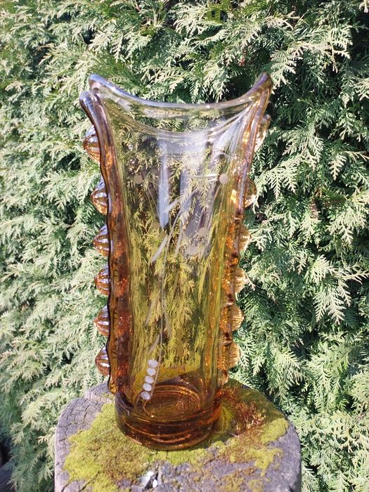 Wazon Huta Julia Tychy  szkło PRL