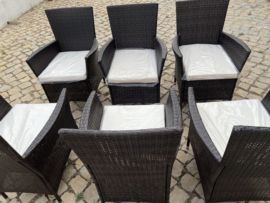 Cadeiras exterior de jardim vime castanho