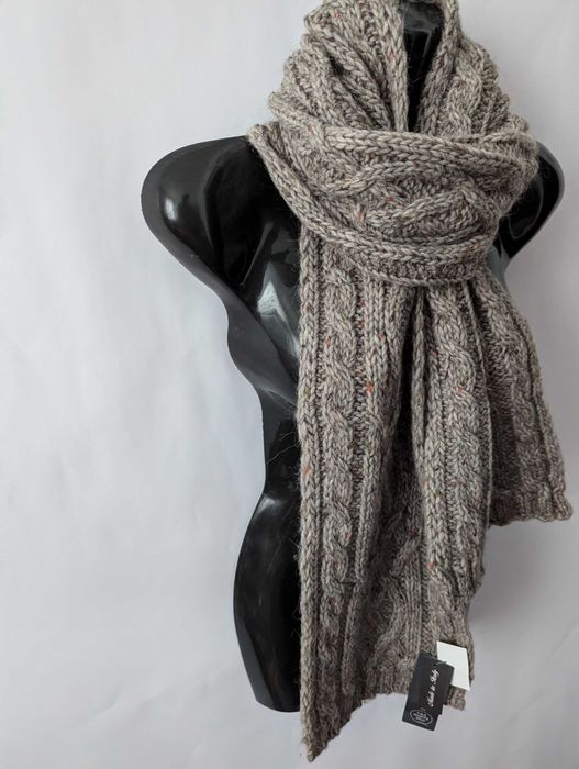 Шарф в'язаний c&a альпака шерсть теплий зимовий шарфік сірий беж
