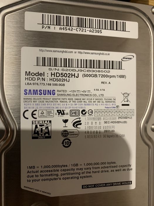 3.5&#x27;&#x27; HDD 500 GB, 7200 RPM64286462090755120