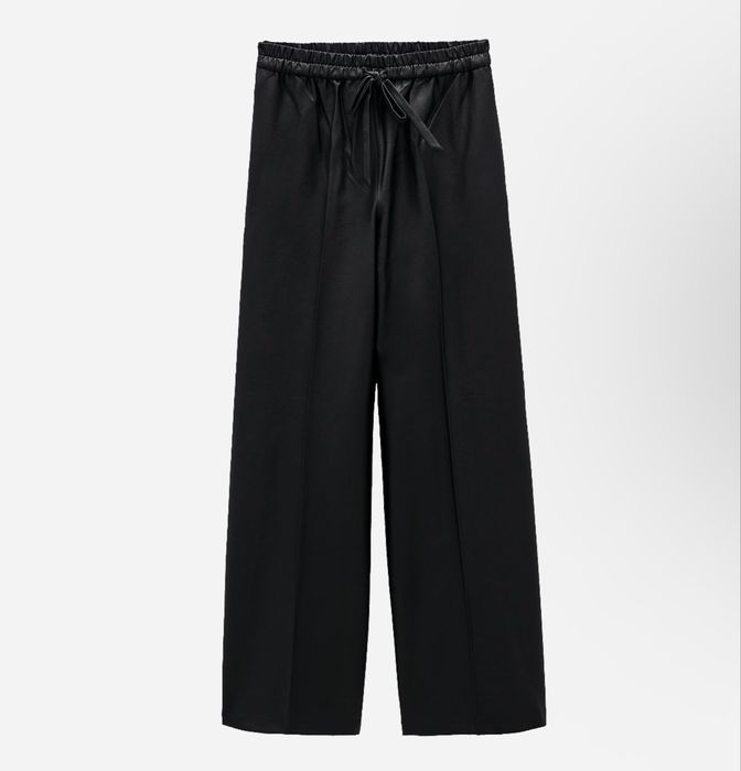 Штани зі штучної шкіри zara широкі