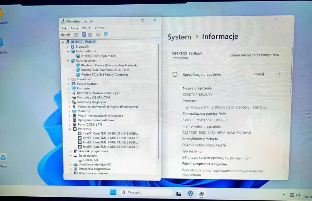 Lenovo - i3 8100 -8Gb ram -SSD