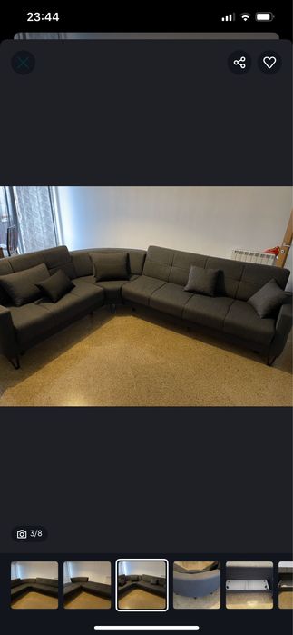 sofá de canto cinzento escuro conforama