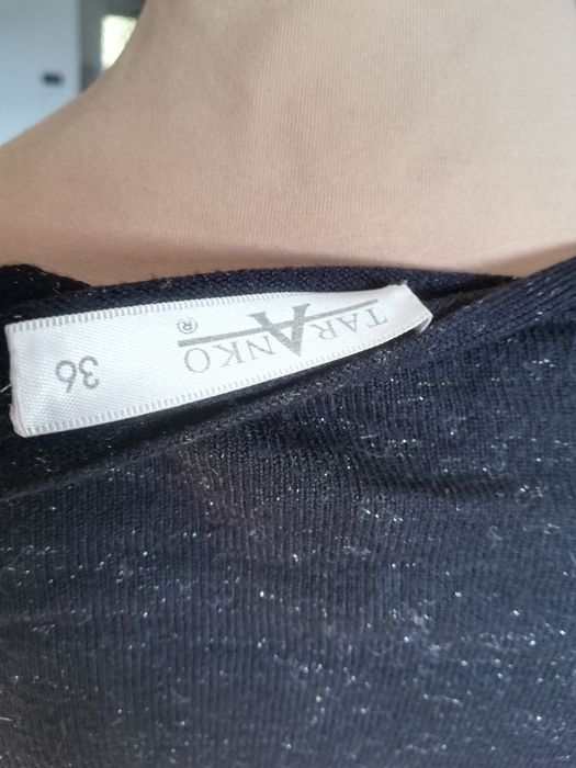 R. 36 Taranko czarne sweterkowe bolerko połyskujące drobinki
