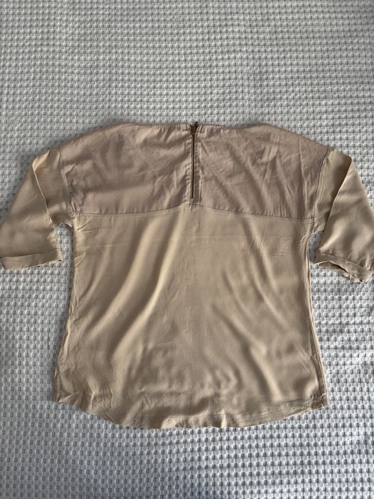 bluzka kremowa ecru rękaw 3/4 z suwakiem m 38