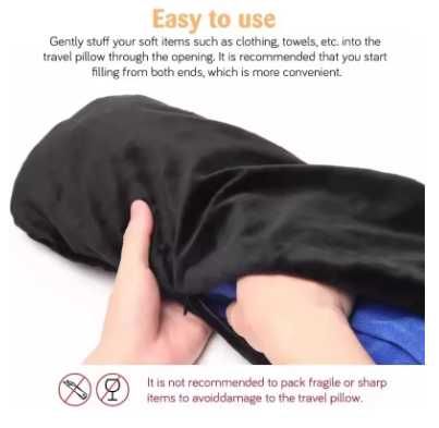 Almofada de Pescoço de Viagem em U com Enchimento de Roupa Capa de Veludo e Bolsa novo