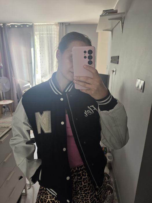 Collage jacket leather wool