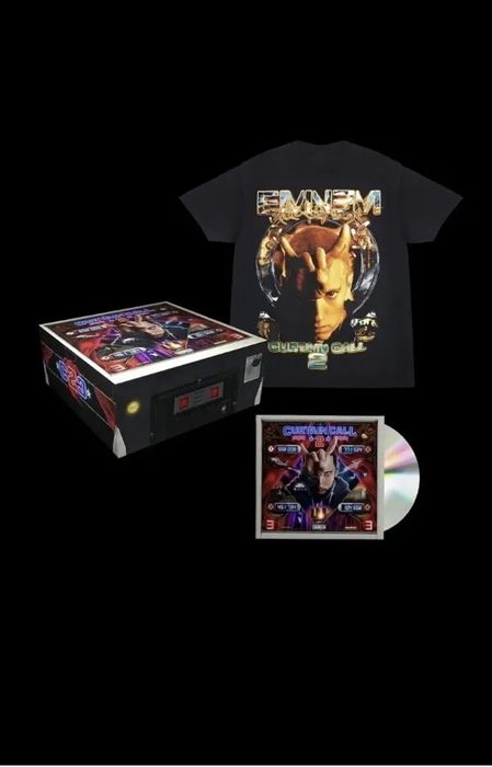 Eminem curtain call 2 caixa com CD e t-shirt