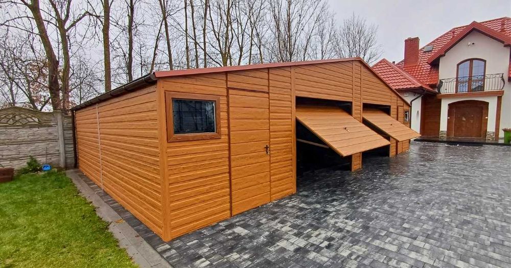 Garaż blaszany drewnopodobny 4mx6m profil producent cała polska 6x6