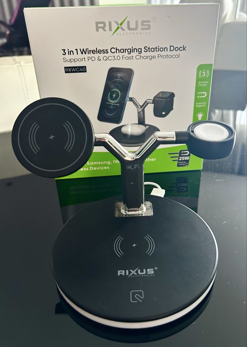 Carregador wireless Rixus 3 em 1