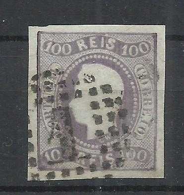 Selos portugueses - 1 selo 100 Reis de D. Pedro V – 1866 a 1867