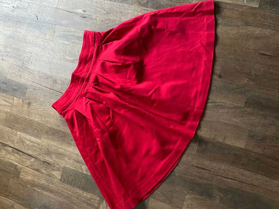 Spódnica rozkloszowana wysoki stan ciemnoczerwona czerwona