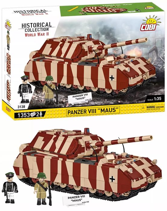 Klocki COBI 3138 Czołg Panzer VIII Maus Wersja 2025 r. nowy kamuflaż. Cobi