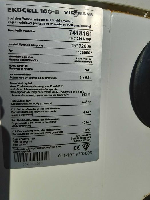 Bojler 250 l dwie wężownice