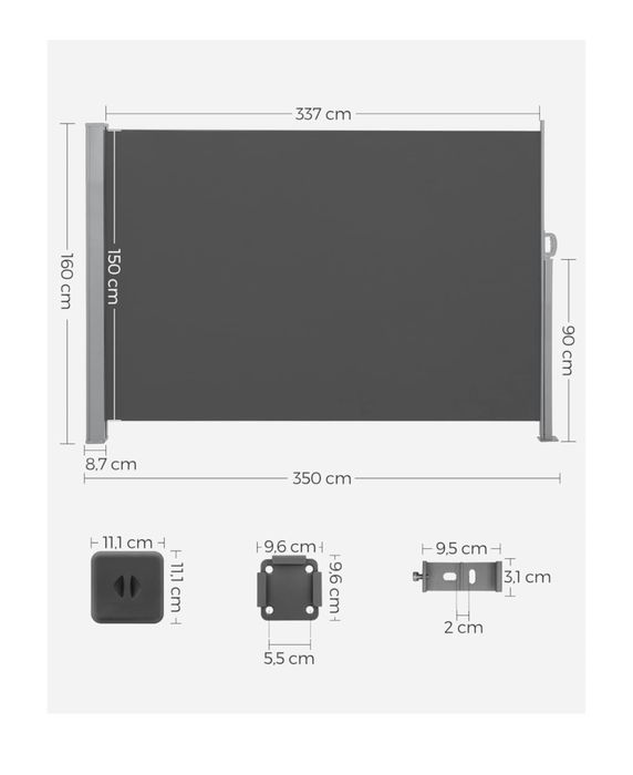Markiza boczna alumniowa roleta tarasowa 160x350cm