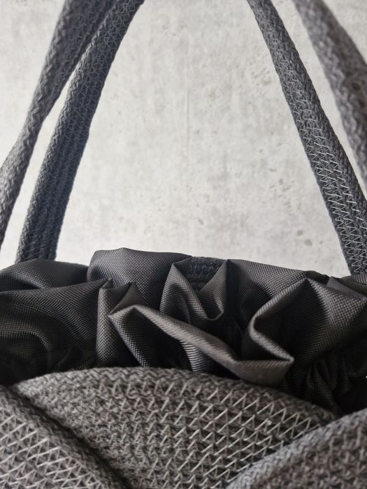 Torebka ze sznurka handmade ciemny szary piękna