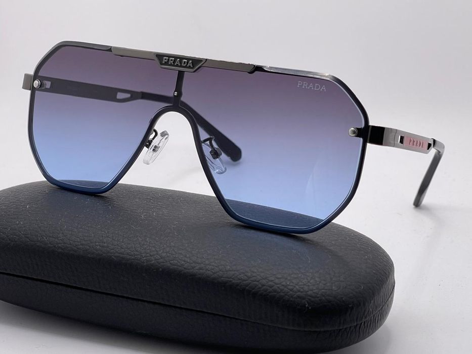 * PRADA czarne nowe męskie okulary przeciwsłoneczne logo filtr uv 400 duże