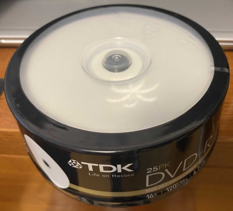 DVD-R TDK 4.7GB 16X inkjet printable Pack 25