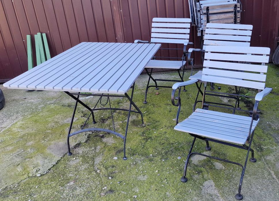 Zestaw mebli brazil ogrodowych stalowo drewnianych składane piwne