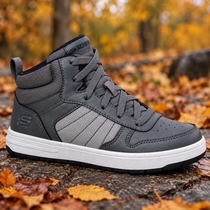 Дитячі високі кросівки Skechers Smooth Street Redozer сірі 34 оригінал (21,5 см)