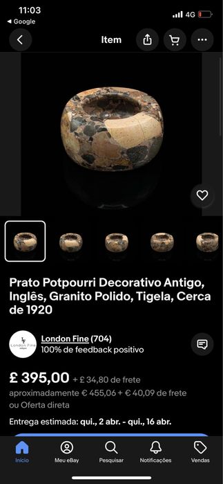 Taça inglesa granito polido serra da arrábida