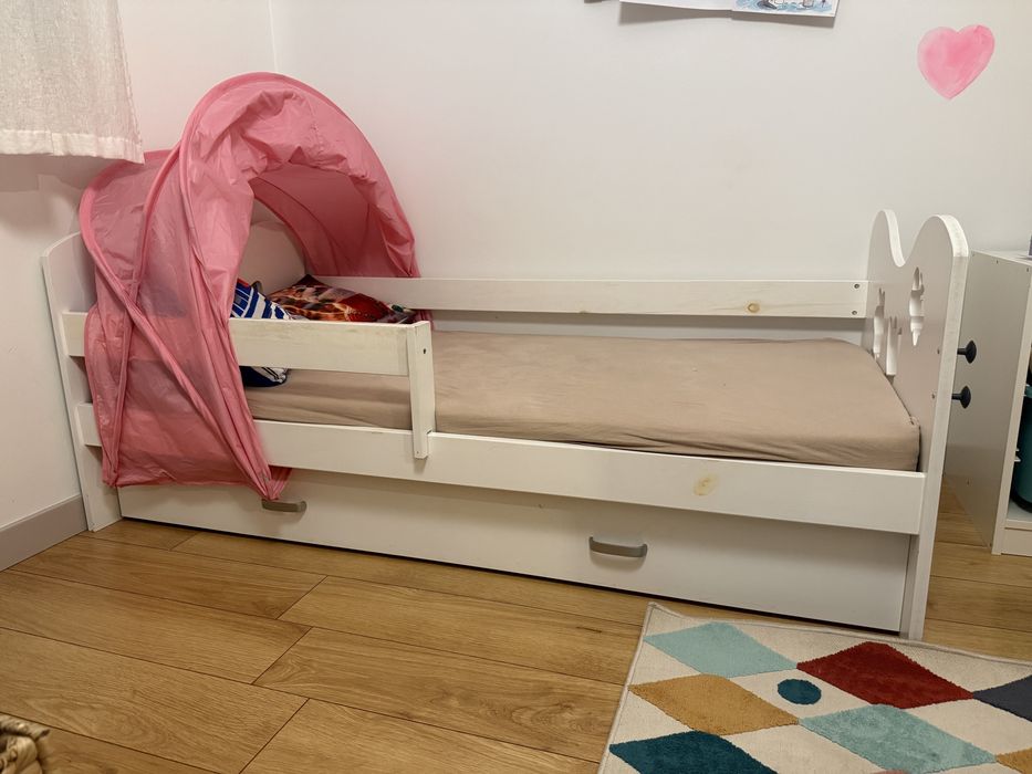 Łóżko 80x160 białe drewniane z szufladą łóżeczko dziecięce