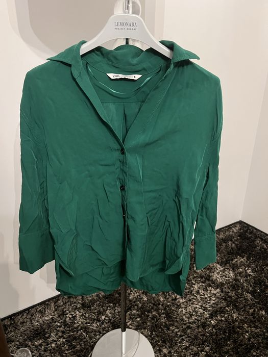Koszula, bluzka butelkowa zieleń ZARA S, stan bdb