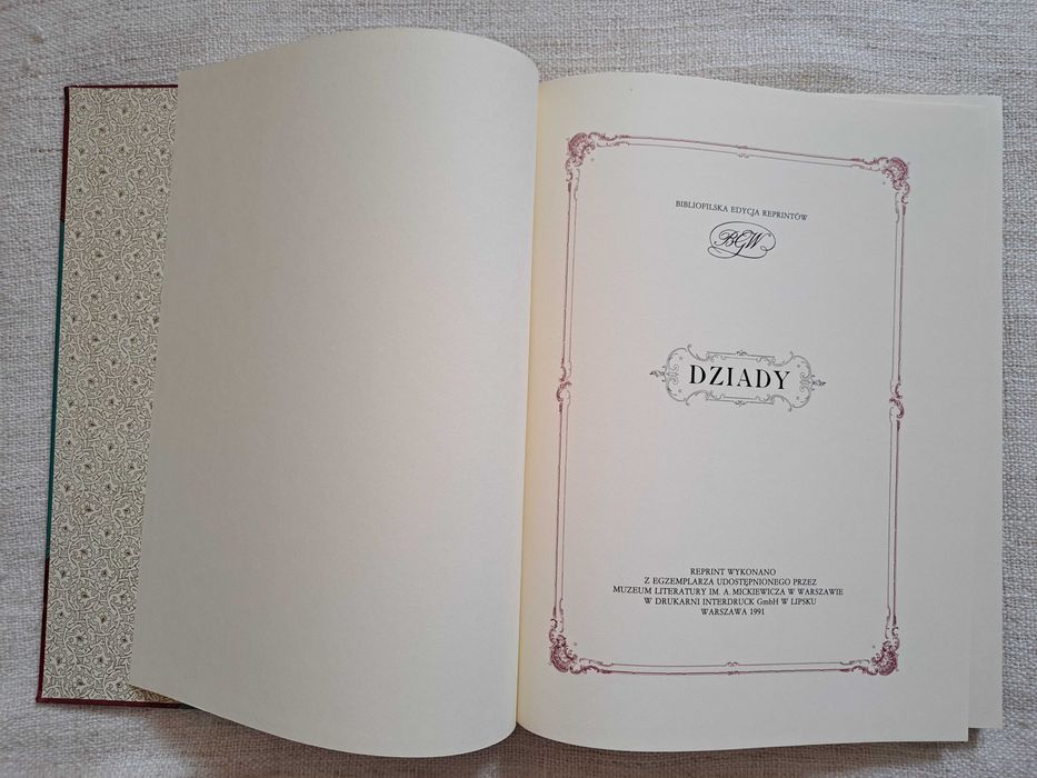 Dziady. Adam Mickiewicz. 37 cm. Reprint z 1880 roku