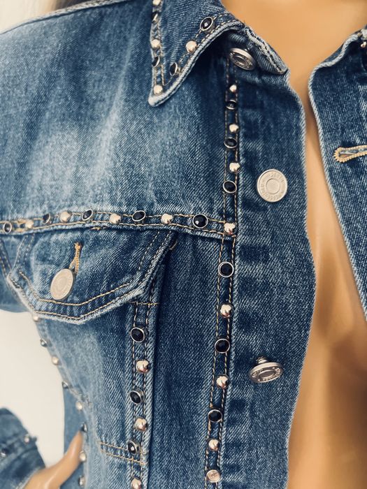 MISSGUIDED długa kurtka jeansowa 34 XS bluza katana