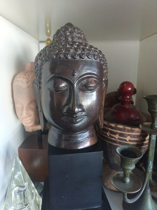 Estátua Shiva em bronze oriental buda cabeça busto  deusa budismo