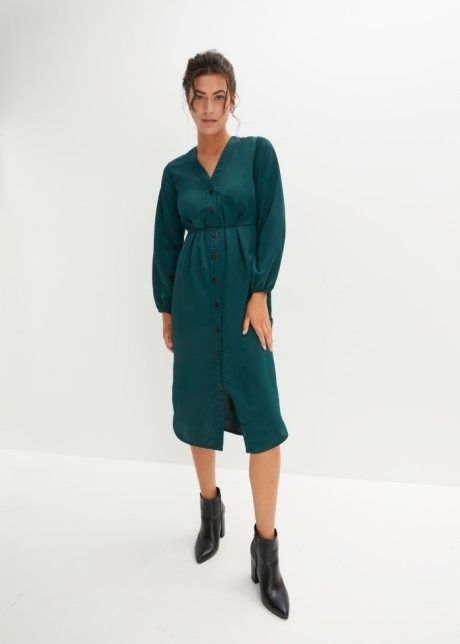 B.P.C sukienka midi satynowa zielona r.46