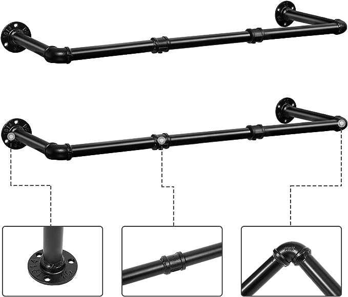 Przemysłowy drążek na ubrania do kuchni 2 szt. W stylu vintage