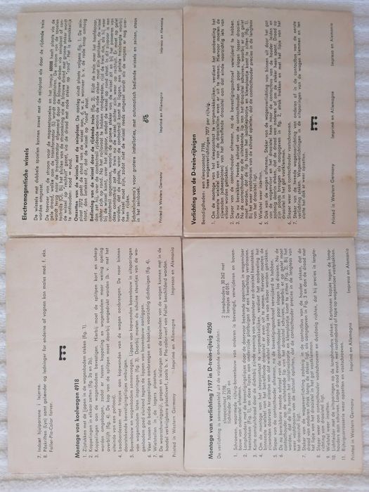 Instruções da MARKLIN HO. antigos 4918, 5117, 7197, 7198