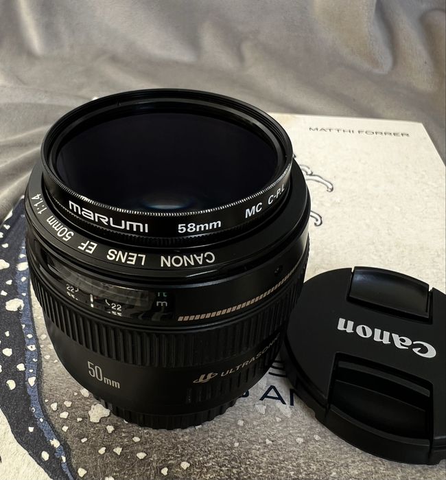 Об'єктив canon ef 50mm f/1.4 usm + поляризаційний світлофільтр marumi circular pl mc 58 мм