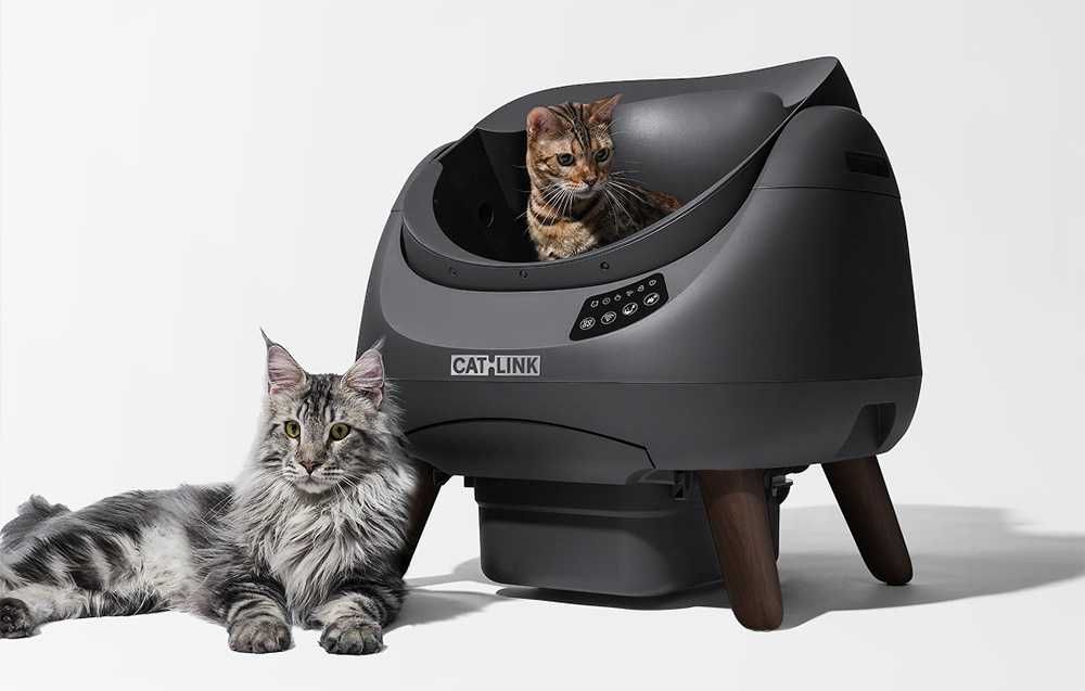 Caixa de Areia Autolimpante com tampa aberta - Marca CATLINK Open-X