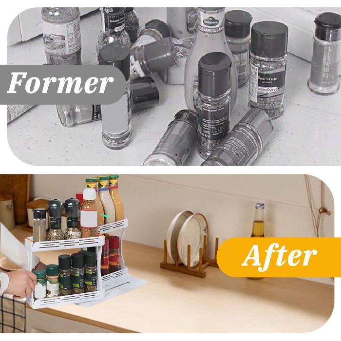 stojak na przyprawy do szafki, obrotowy organizer