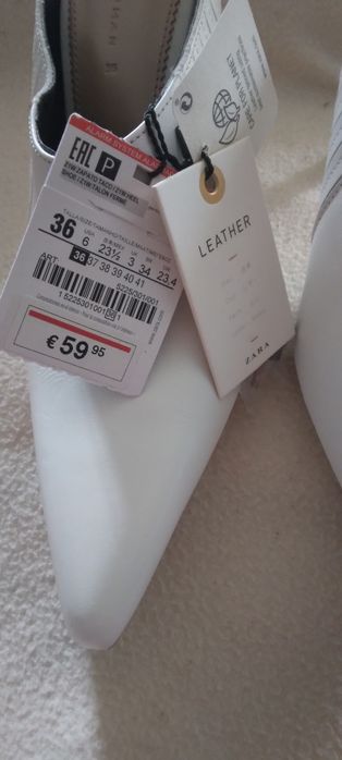 Baixa Preço -Sapatos Pele branco - T - 36 ZARA  Novos