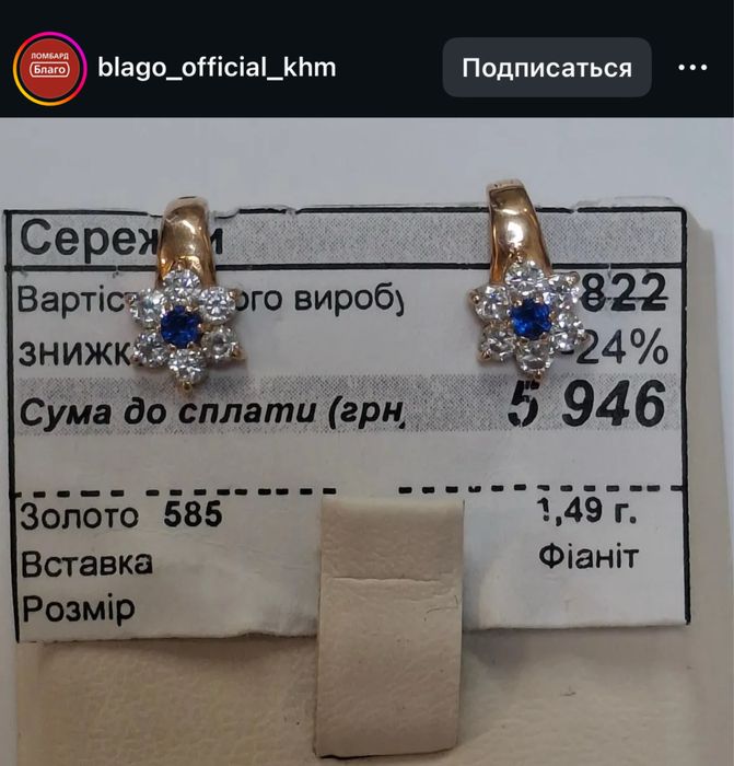 Серьги золото с фианитами детские